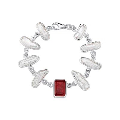 Stefan Tiron Women's Silver / Red Alessio Red Silva Silver Bracelet In Multi