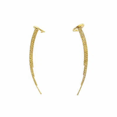 Bellatrick Women's Shamshir Ear Cuff Pair -sterling Silver Yellow Gold Plated In Gold