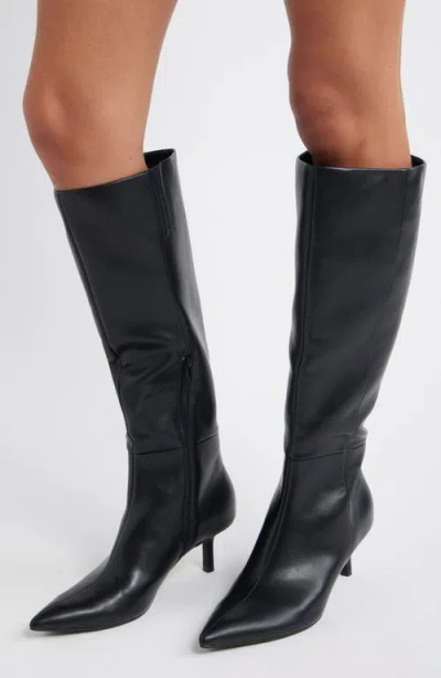 Open Edit Elara Pointed Toe Knee High Boot In Black