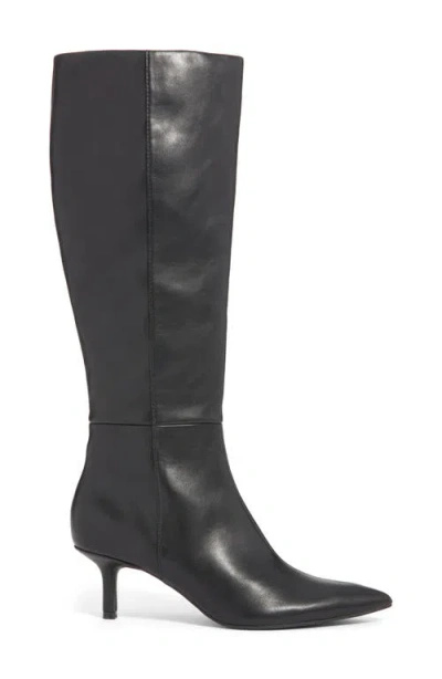 Open Edit Elara Pointed Toe Knee High Boot In Black