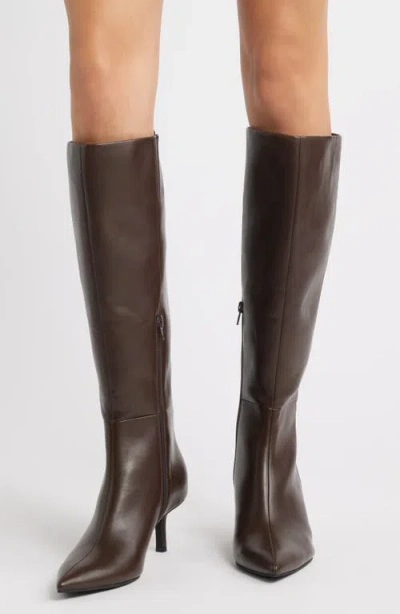 Open Edit Elara Pointed Toe Knee High Boot In Brown