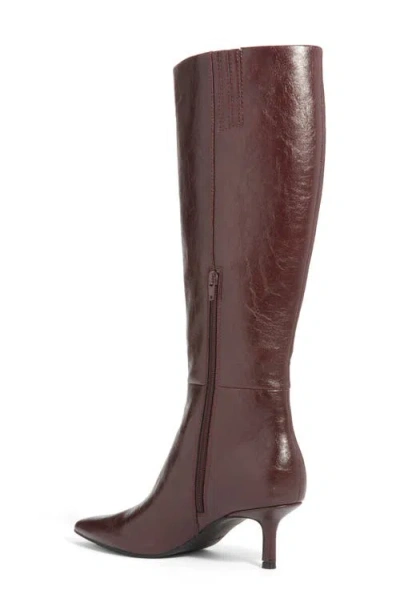 Open Edit Elara Pointed Toe Knee High Boot In Red