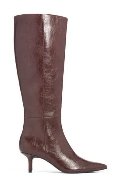 Open Edit Elara Pointed Toe Knee High Boot In Red