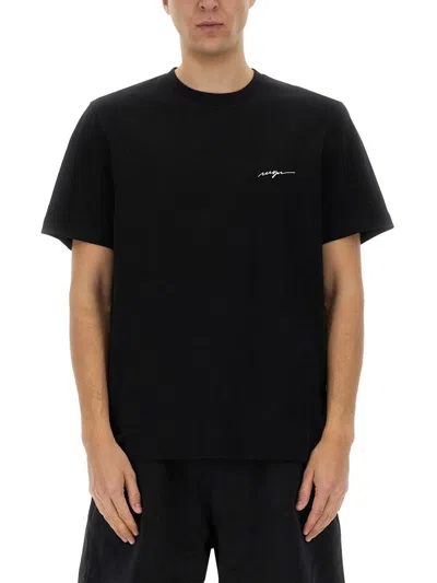 Msgm Logo Crew Neck Cotton T-shirt In Black