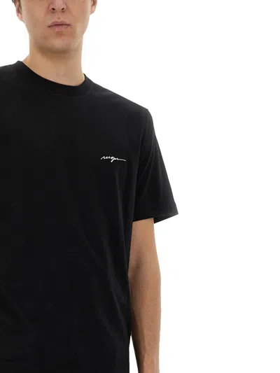 Msgm Logo Crew Neck Cotton T-shirt In Black