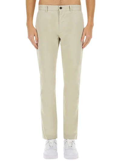Hugo Boss Logo-plaque Straight-leg Trousers In Neutral