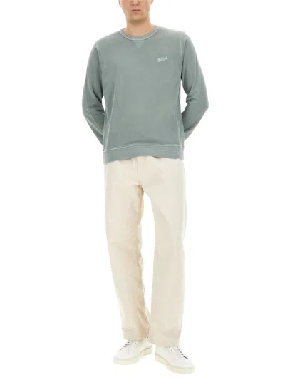 Woolrich Logo-embroidered Sweatshirt In Green