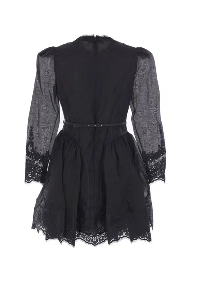 Zimmermann Hypnotic Lace Mini Dress In Black