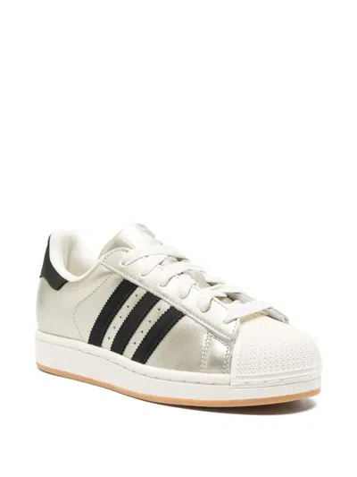 Adidas Originals Womens Silver Metalic Offwhite Superstar Ii Woven Metallic Trainers In Multi