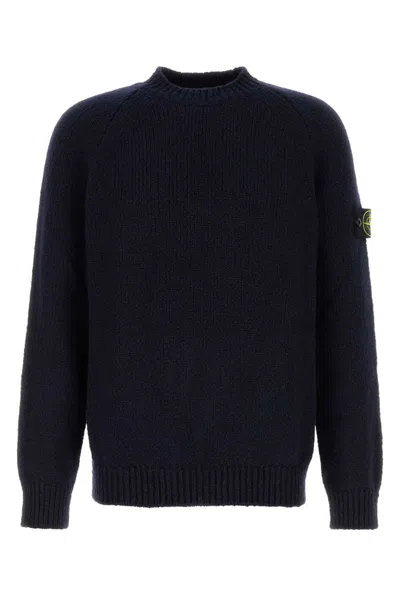 Stone Island Midnight Blue Wool Blend Sweater In Black