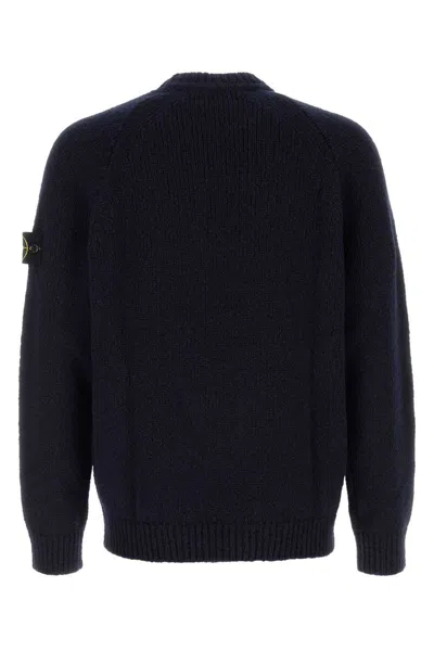 Stone Island Midnight Blue Wool Blend Sweater In Black