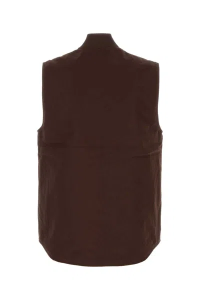 Carhartt Stylish Vest With Ribbed Collar And Front Pockets In Brown