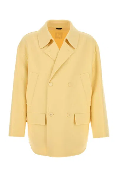Fendi Yellow Flannel Blazer In Yellow