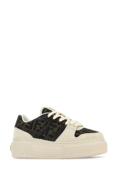Fendi Multicolor Suede And Fabric Match Sneakers In Multi