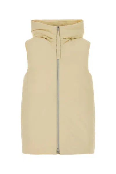 Jil Sander Hooded Sleeveless Padded Down Coat In Yellow