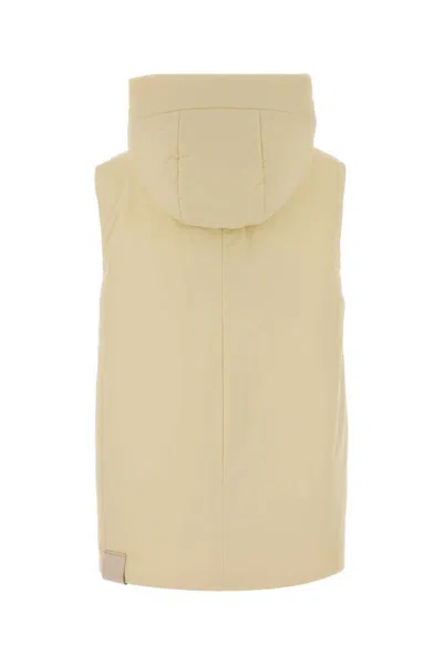 Jil Sander Hooded Sleeveless Padded Down Coat In Yellow