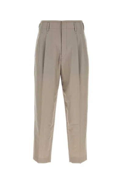 Lemaire Tailored Cropped Trousers Featuring Pleats In Neutral