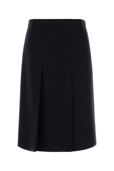 Prada Dark Blu Wool Skirt In Blue