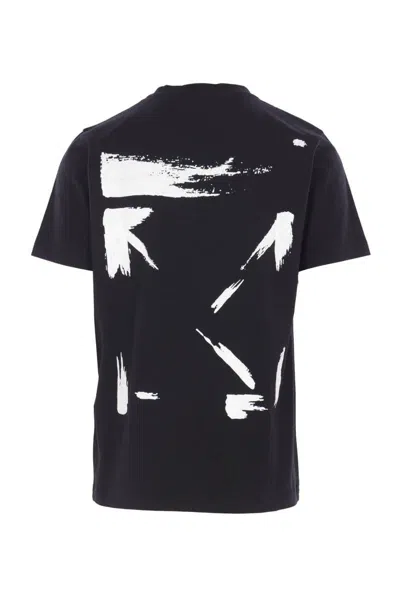 Off-white Graphic Print Crew Neck Cotton T-shirt In Black
