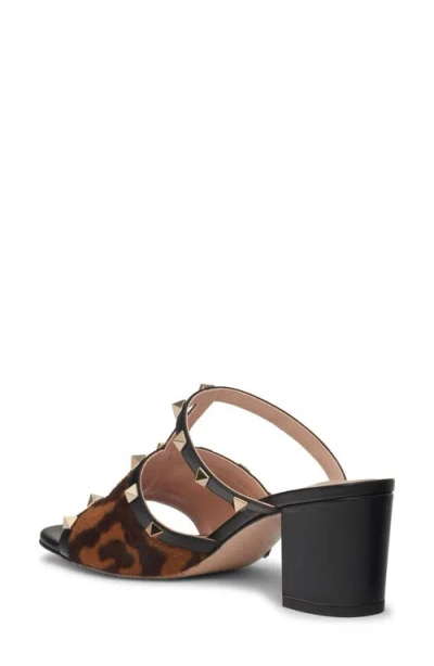 Valentino Animal Print Block Heel Open Toe Sandals In Black
