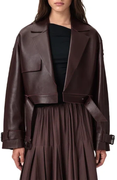 Allsaints Ophelia Bonded Leather Jacket In Brown