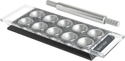 Marcato Atlas Tablet Pasta Maker, Made In Italy, Makes 10 Raviolis In Gray