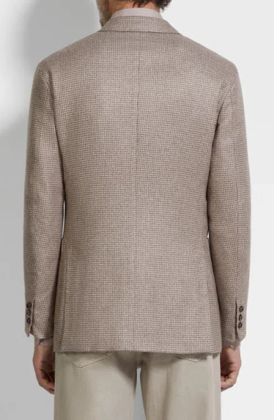 Zegna Gingham Single-breasted Blazer In Brown