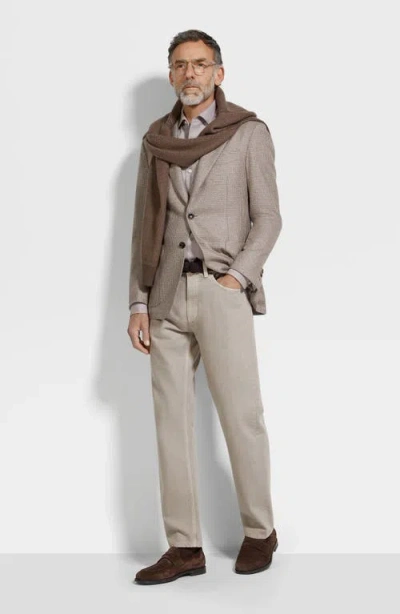 Zegna Gingham Single-breasted Blazer In Brown