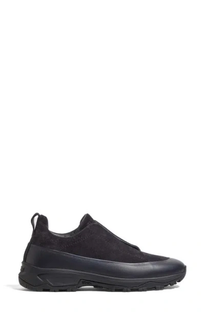 Zegna Navy Blue Leather And Suede Triple Stitch Monte Sneakers