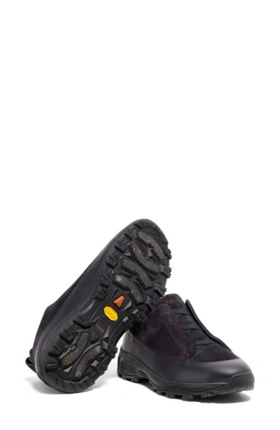 Zegna Navy Blue Leather And Suede Triple Stitch Monte Sneakers