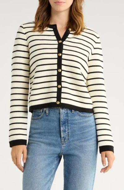 Rails Catania Cardigan Ivory Black Stripe In Multi