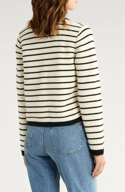 Rails Catania Cardigan Ivory Black Stripe In Multi
