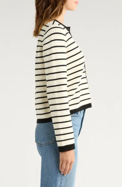 Rails Catania Cardigan Ivory Black Stripe In Multi