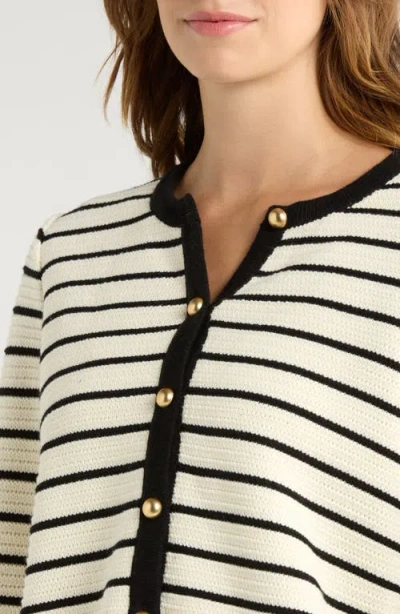 Rails Catania Cardigan Ivory Black Stripe In Multi