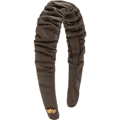 Lele Sadoughi Kelly Ruched Leather Headband In Brown