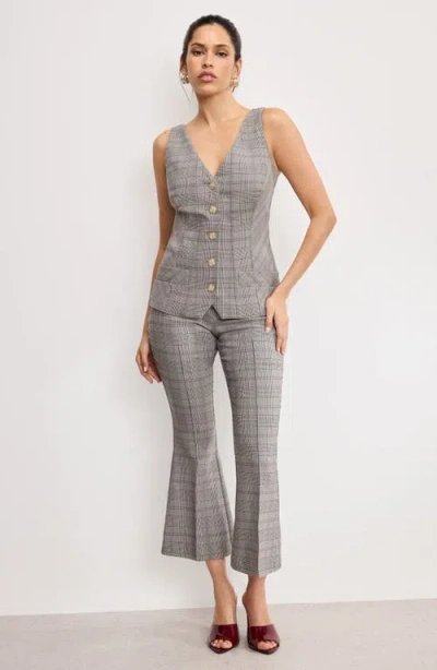 Good American Women's Plaid Sleeveless Vest In Gray
