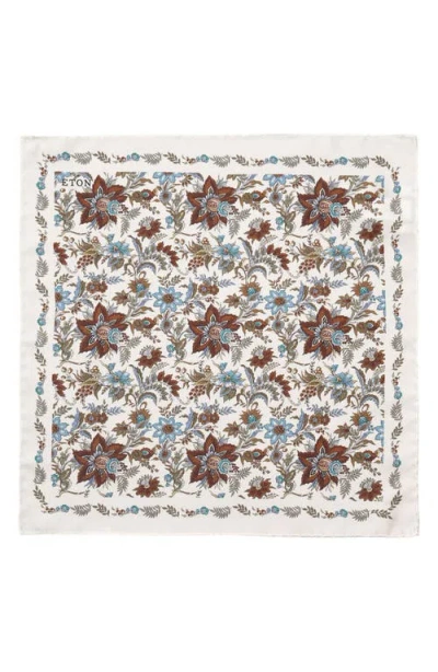 Eton Floral Silk Pocket Square In Neutral