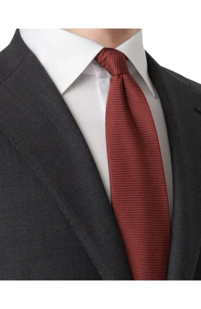 Eton Textured Solid Silk Tie In Brown