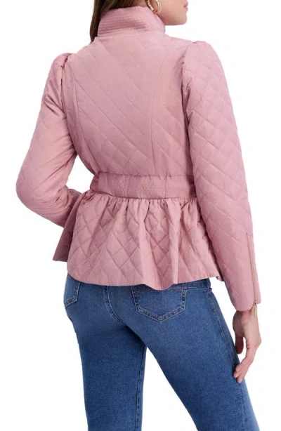 Kensie Quilted Peplum Jacket In Pink