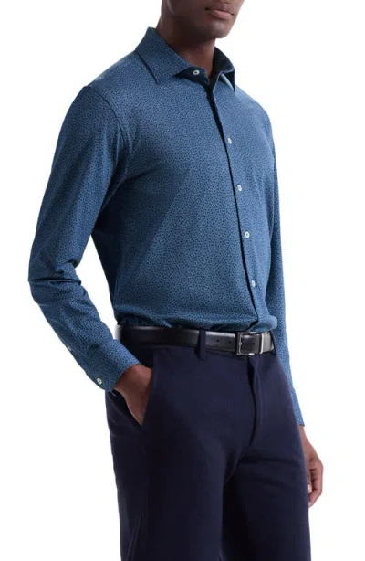 Bugatchi James Ooohcotton® Leaf Print Twill Button-up Shirt In Burgundy