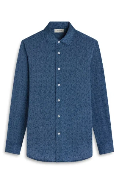 Bugatchi James Ooohcotton® Leaf Print Twill Button-up Shirt In Burgundy