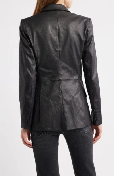 Frame The Peak Lapel Faux Leather Blazer In Black