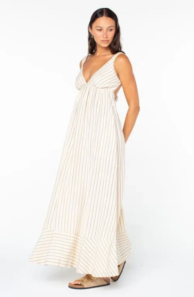 Roxy Wilder Coast Stripe Maxi Sundress In White