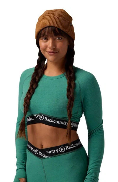 Backcountry Cedars Rws Merino Lt-wt Baselayer Cropped Crew Top In Green