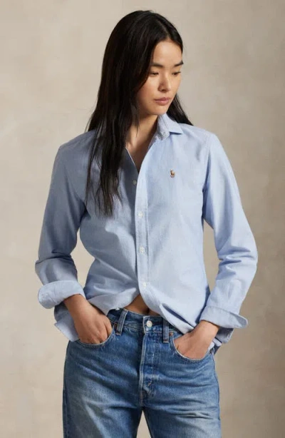 Polo Ralph Lauren Long Sleeve Linen Shirt Harbor Island Blue For Women