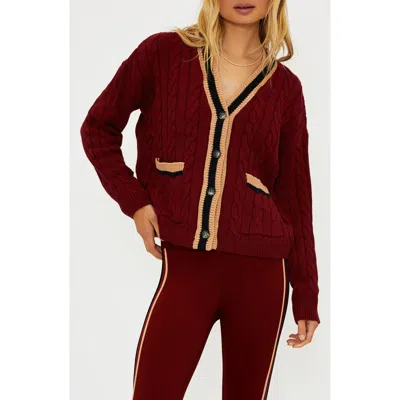 Beach Riot Gene Long Sleeves Cardigan In Maroon Merlot In Burgundy