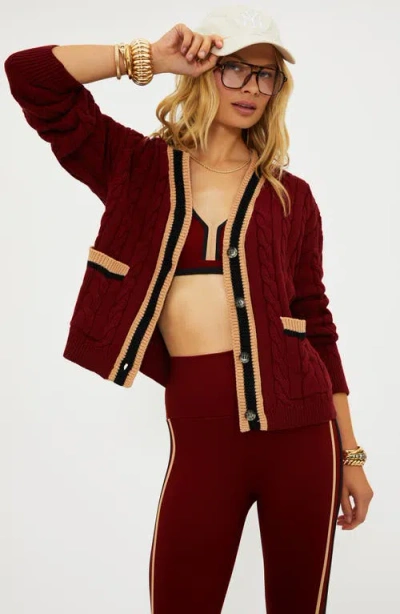 Beach Riot Gene Long Sleeves Cardigan In Maroon Merlot In Burgundy