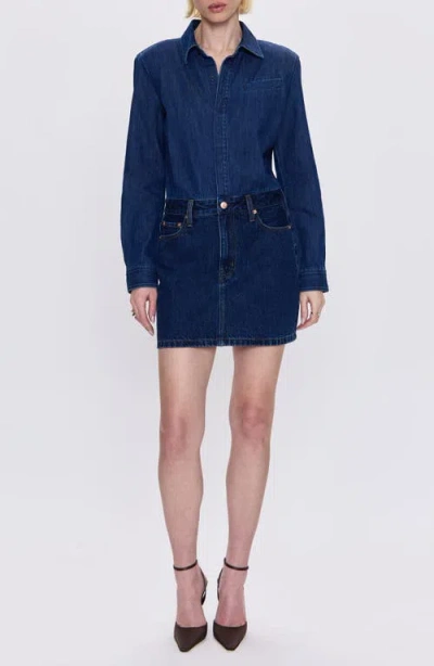 Pistola Pixie Long Sleeve Denim Minidress In Blue