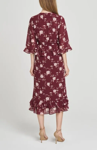 Wayf Ojai Midi Dress In Burgundy