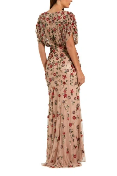 Mac Duggal 6158 Floral Long Formal Mother Of The Bride Sequin Dress In Multi